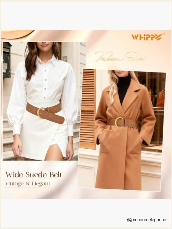 Wide Suede Leather Belt with Gold Buckle for Dresses main image 6